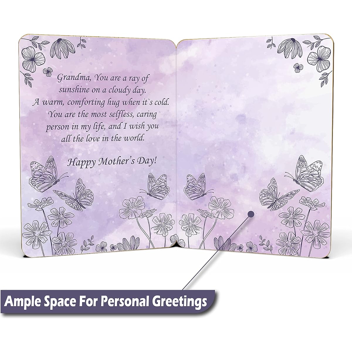 AGAPE LOVE CARDS Mother's Day Cards for Grandma - | Made of Real Bamboo | 6" x 4.5" - 1 Pack (Envelope Included) | Laser Cut Spring Theme Grandmother's Day Card | Nana Mother's Day Card