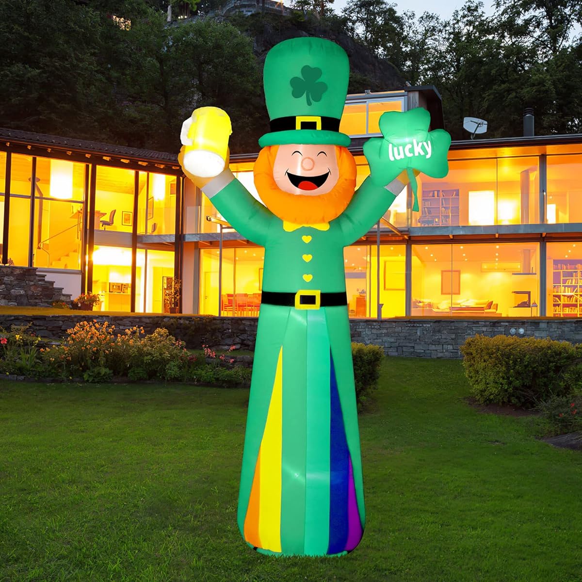 Nifti Nest 8.8ft St. Patrick Leprechaun Inflatable St. Patrick Blow Up Yard Decor with LED Lights Lucky Day Outdoor Yard