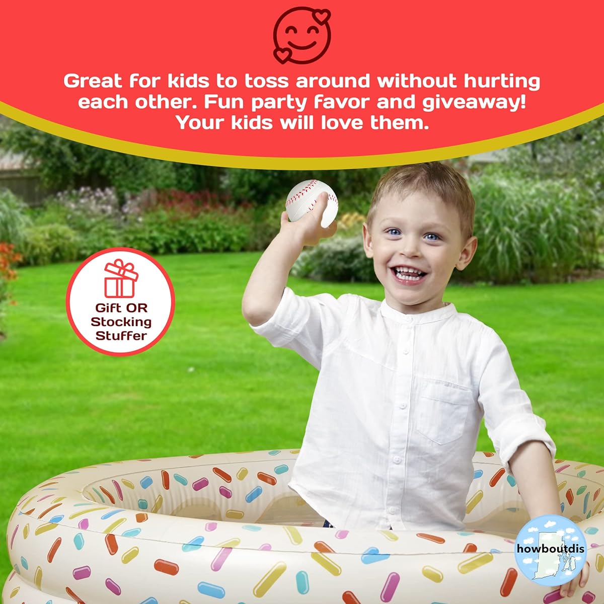HOWBOUTDIS Stress Balls, 2 Pack 2.5 Inch Baseball Stress Balls, Foam Stress Balls for Anxiety Relief, Party Favors, Gifts or Stocking Fillers