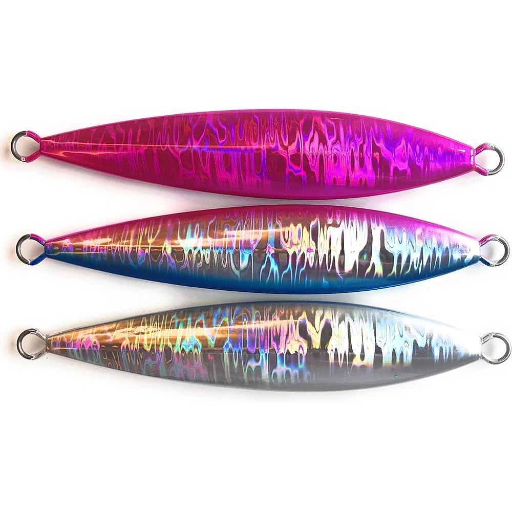 Great Ocean Slow Jig (Set of 3, 200g) Pink, Silver, Bullpin Metal Jig Set
