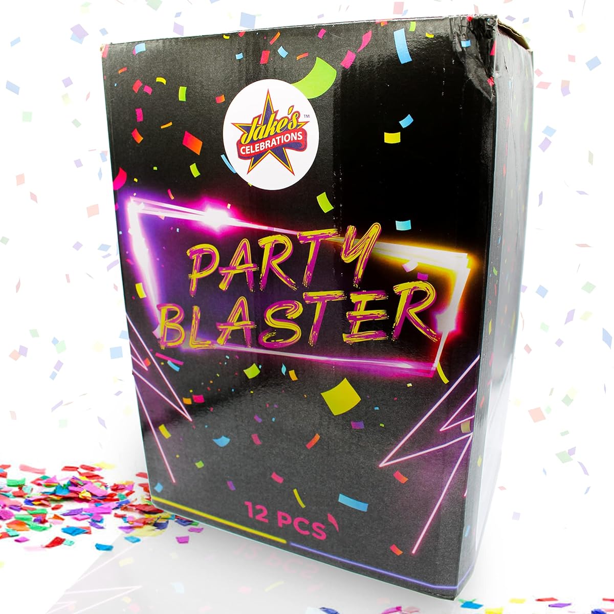 Jake's Celebrations Colorful Confetti Cannon - Compressed Air Confetti Popper - Easy to Use and Fun Confetti Shooter - Confetti Cannon for Weddings, Parties, Holidays (Set of 12)