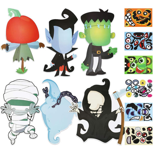 24 Pieces Jack O'Lantern Mummy Witch Monster Hunt Vampire Craft Stickers Halloween Party Favors
