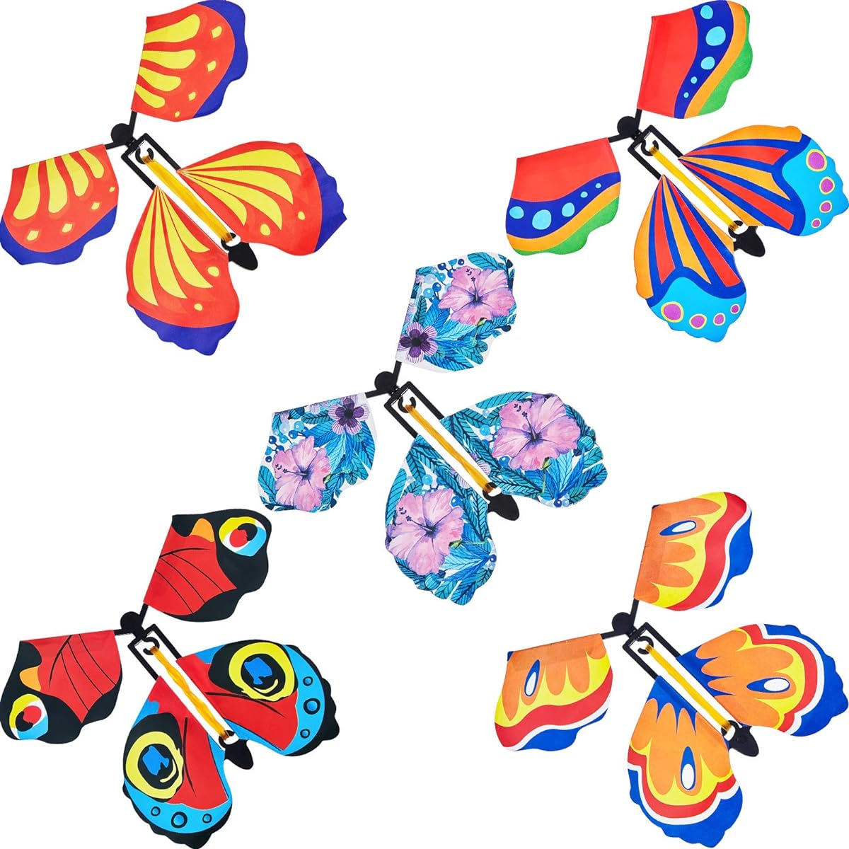 5 Pieces Magic Fairy Flying Butterfly Wind Up Butterfly Toy Flying Butterfly Decoration Surprise Wedding Birthday Gift