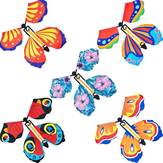 5 Pieces Magic Fairy Flying Butterfly Wind Up Butterfly Toy Flying Butterfly Decoration Surprise Wedding Birthday Gift