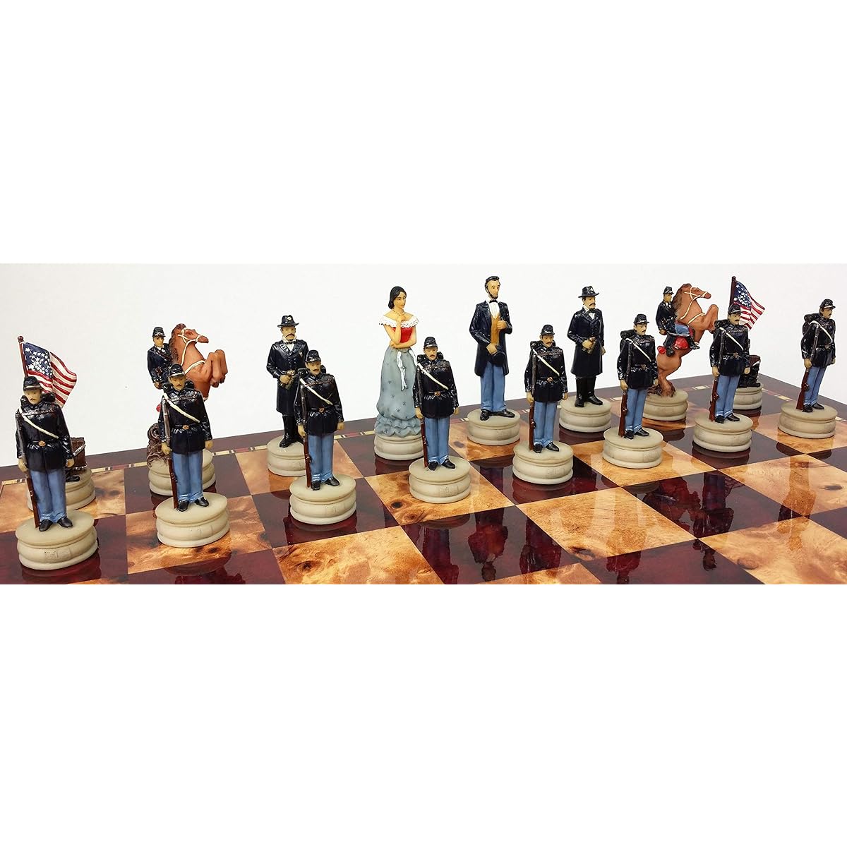 American Civil War Queens Set Chess Pieces Hand Painted No Board