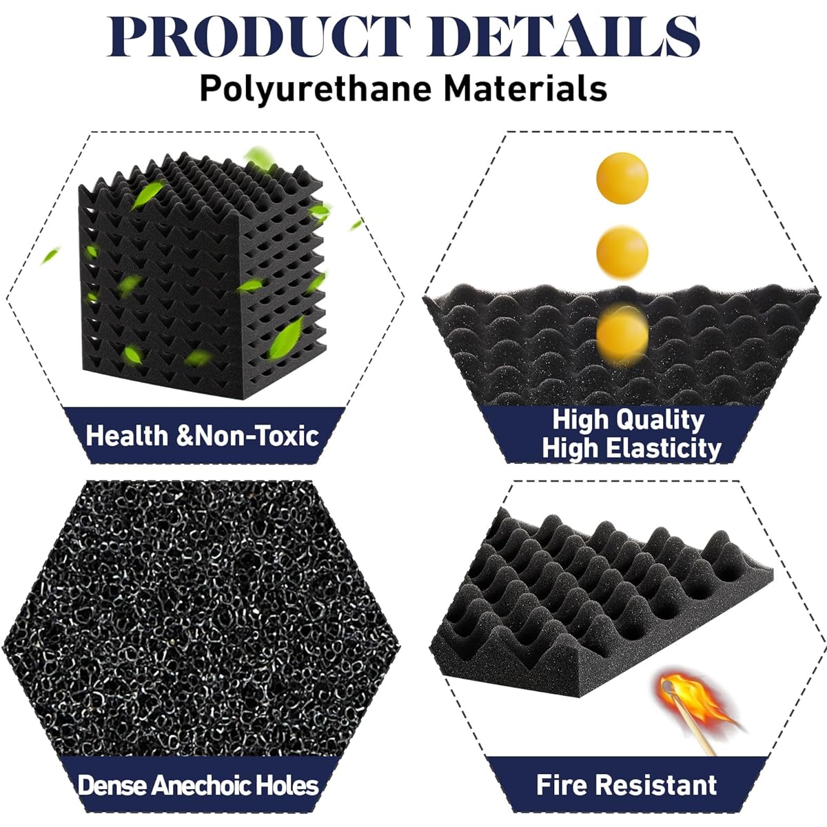 Pangda 1.5 x 12 x 12 Inch Egg Carton Soundproofing Pad Egg Carton Acoustic Foam Panel Flame Retardant Acoustic Panel Door Soundproofing Kit for Wall/Door Soundproofing (72 Pieces)