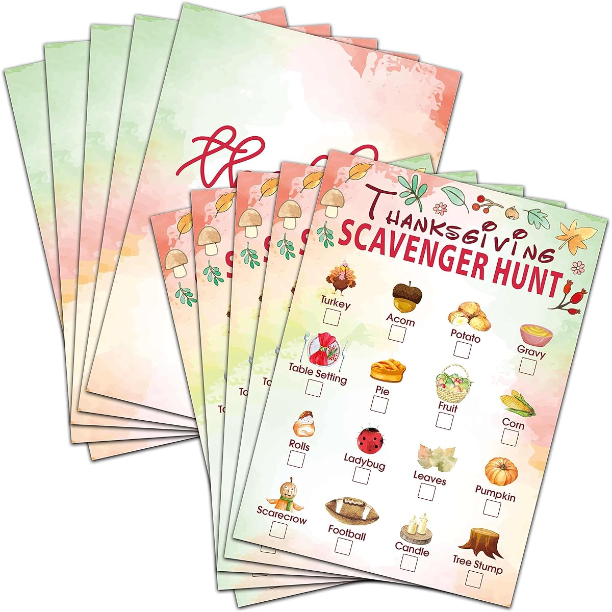 Thanksgiving Scavenger Treasure Hunt Game Fall Pumpkin Party Game Cards Kids Fall Activities Holiday Hunt Thanksgiving Party Supplies Decorations(30 Pack) 03