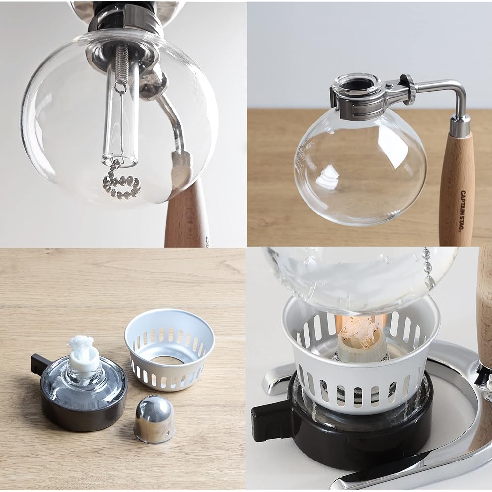 CAPTAIN STAG HARIO x Captain Stag Coffee Siphon with Paper Filter Wooden Pattern Made in Japan UW-3552