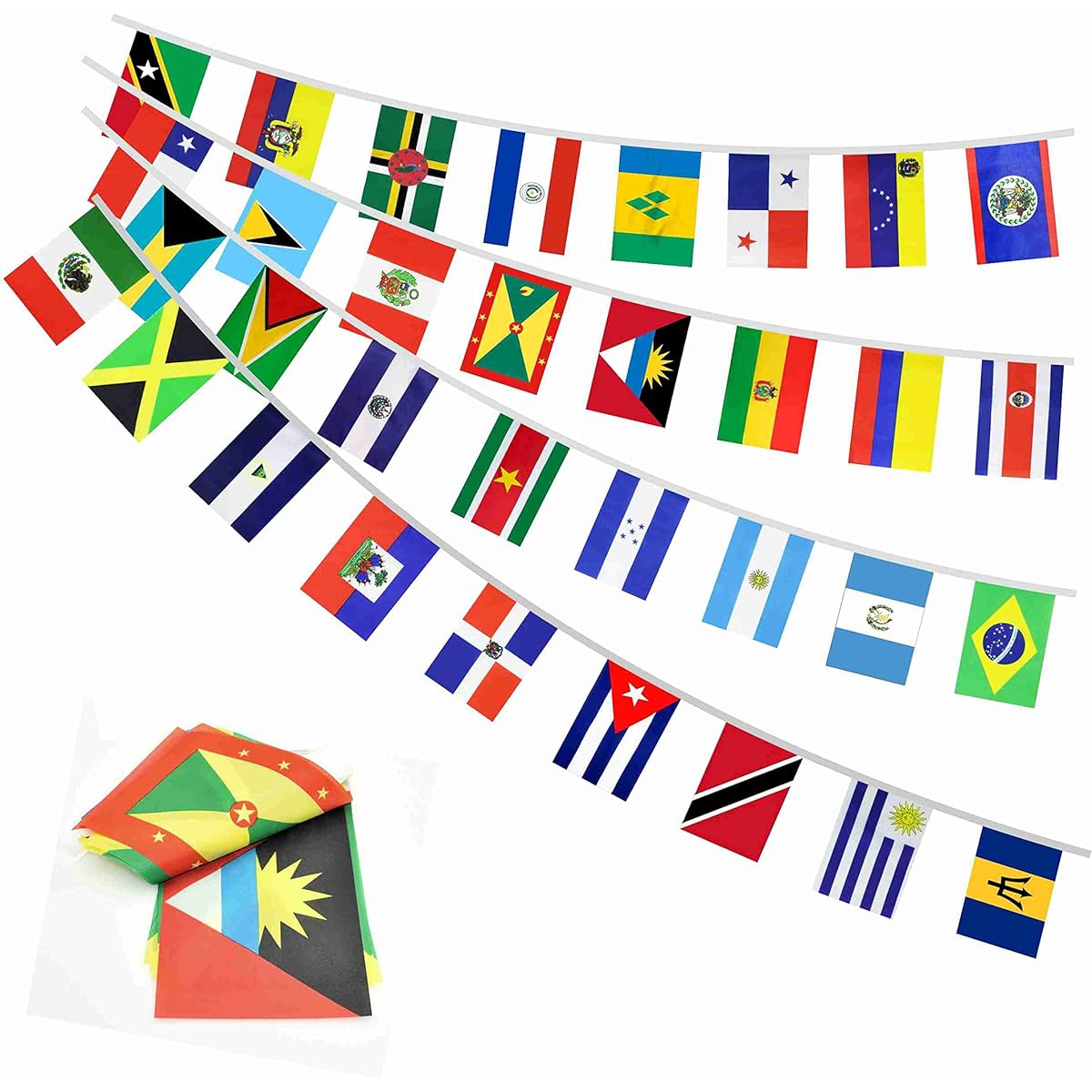 XCFH Latin American Flag Banner, Small Latino String Bunting Flags Decoration, 33 Countries, 33ft 5x8in