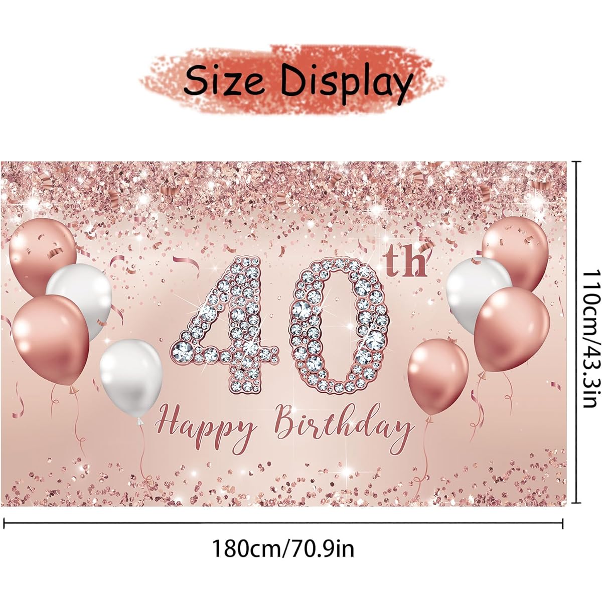 Trgowaul 40th Birthday Decorations for Women Pink Rose Gold 40th Birthday Banner Backdrop 40th Birthday Party Decorations for Women Turnin 40 40th Birthday Backdrop Great Birthday Gift for Her