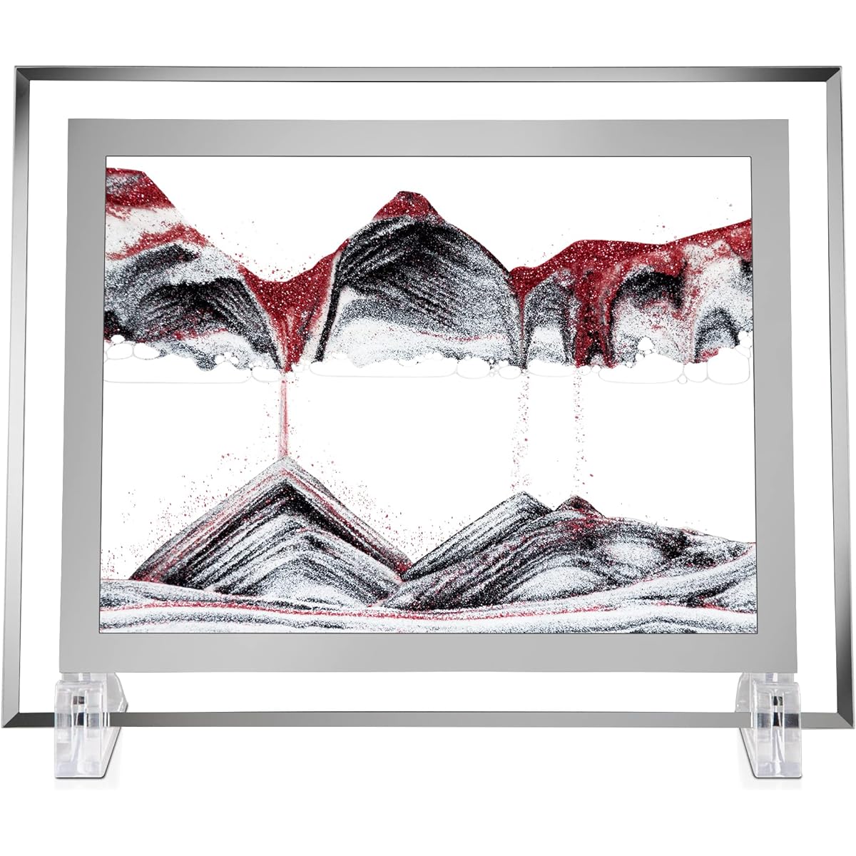Grovind Moving Sand Art, Sand Art Liquid Motion Rectangular Glass Christmas Quicksand Painting Sand Scenery Moving Sand Art Decor Photo Office Desk Decor Toys for Men - Rose (8.5 x 6.9 inches)