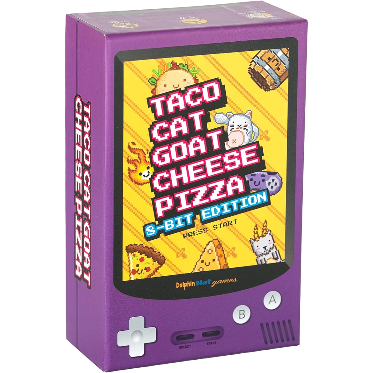 Taco Cat Goat Cheese Pizza - 8-Bit Edition! A fun retro game for the whole family! Ages 8+, 2-8 players, 10-15 minutes