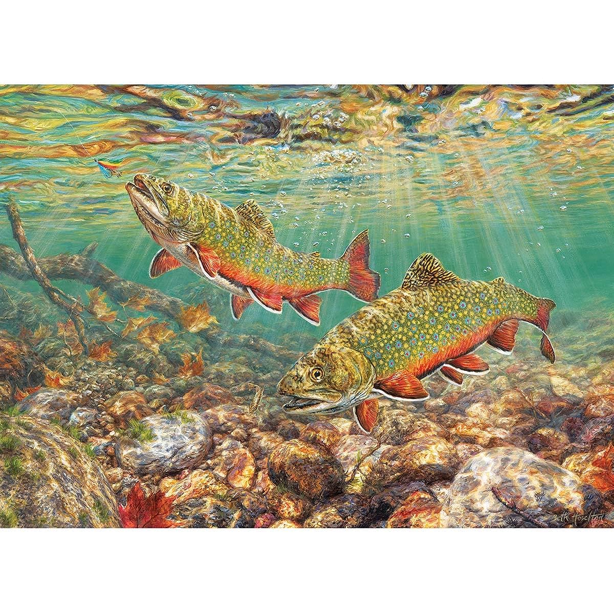 Cobble Hill 1000 Piece Puzzle Brook Trout with Sample Poster