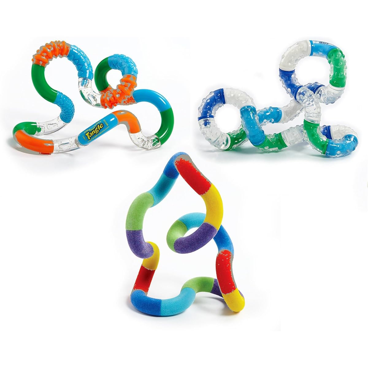 Set of 3 Tangle Jr Original Fidget Toy Relaxing Fuzzy and Textured