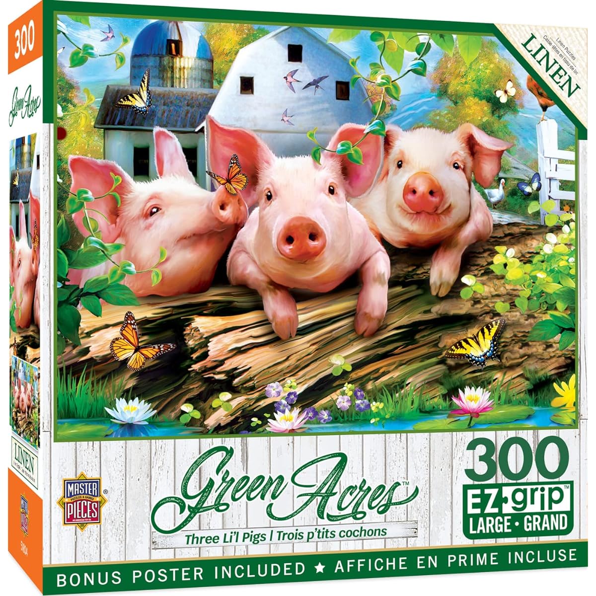 Green Acres Linen-Three' Lil Pigs 300 Piece EZ Grip Jigsaw Puzzle