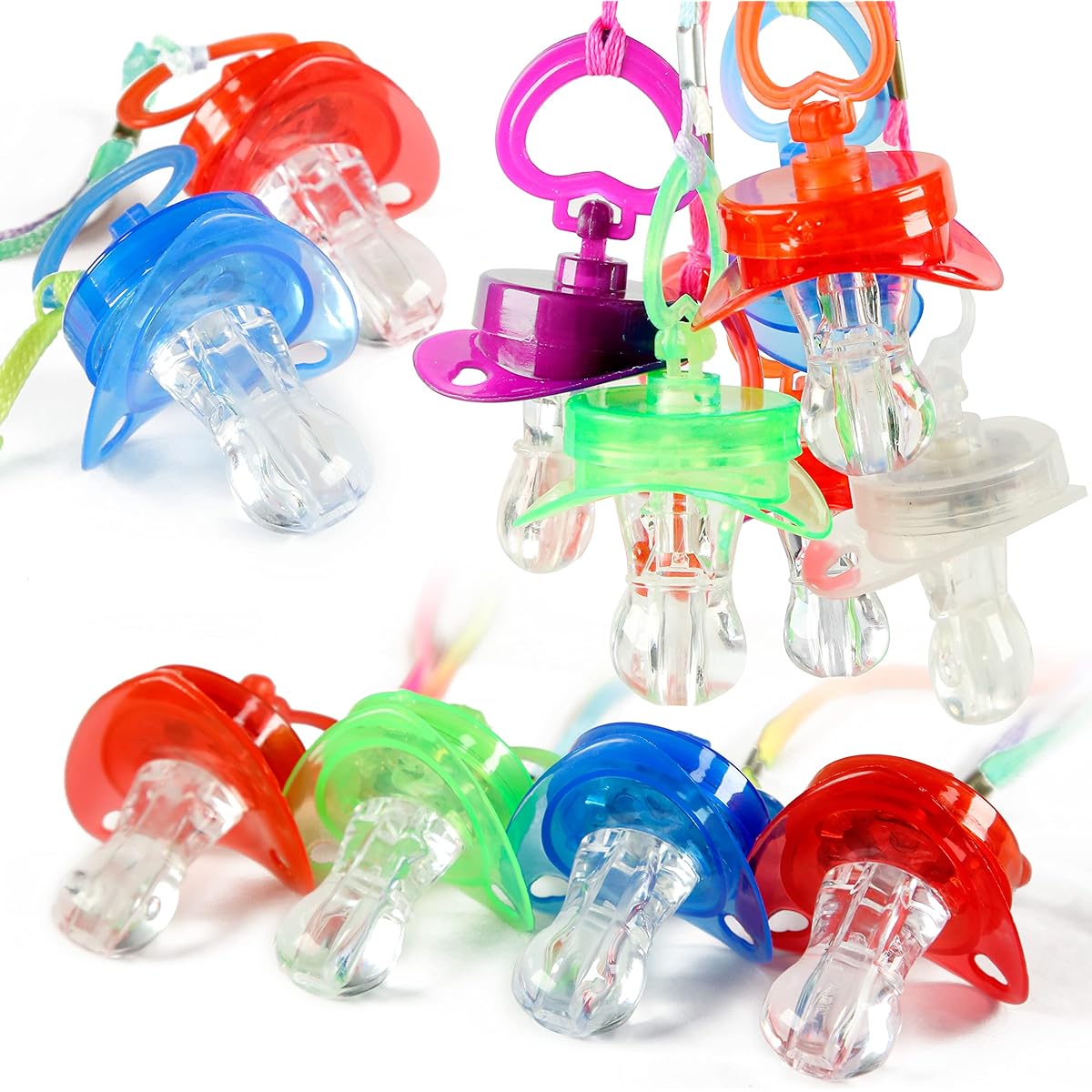 PROLOSO 15 Pieces Light Up Flash Pacifier Whistle Glow in the Dark Party Gift