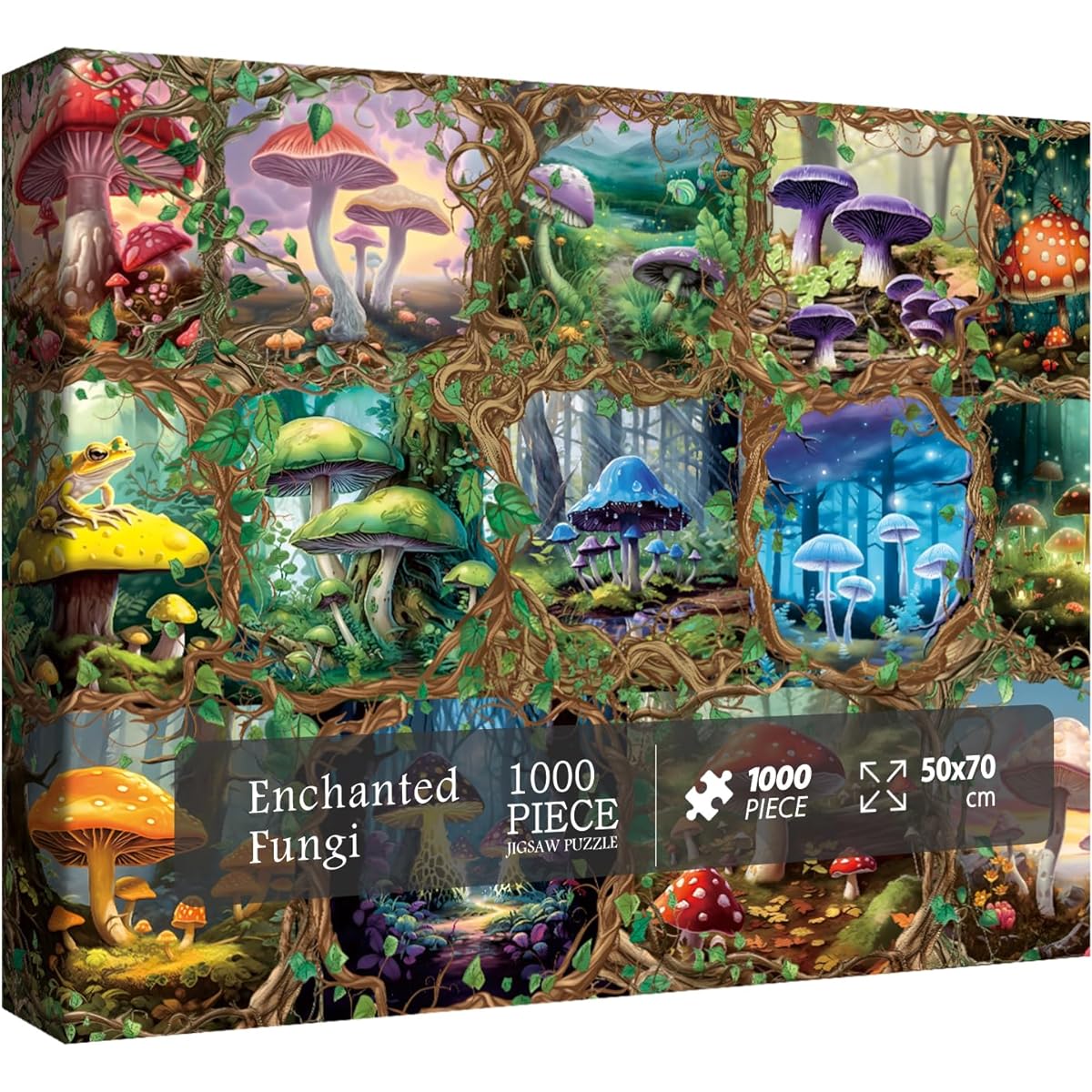 BBOLDIN Colorful Mushroom Puzzle for Adults 1000 Pieces Mushroom Art Puzzle for Adults Painting Fungi Jigsaw Puzzle 1000 Pieces for Adults