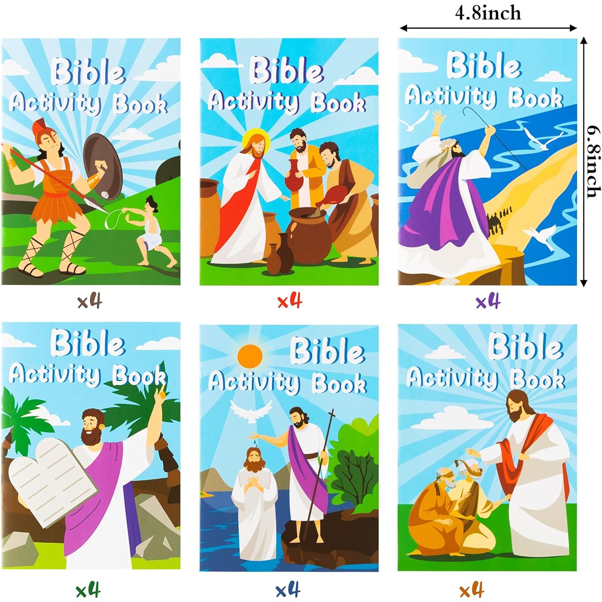 Bible Religious Coloring Book for Kids DIY Art Drawing Book Jesus Bible Pattern Color Booklet Toddler Birthday Party Favors Goodie Bag Fillers 24 Books