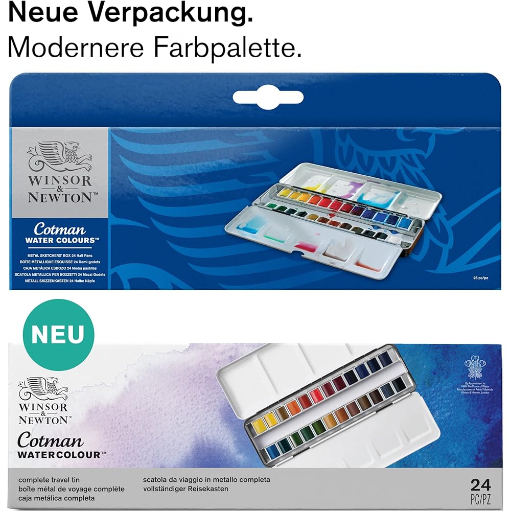 Winsor & Newton Winsor & Newton Watercolor Paints Winsor & Newton Cotman Watercolor 24 Color Set Metal Skechers Box Set Half Pan