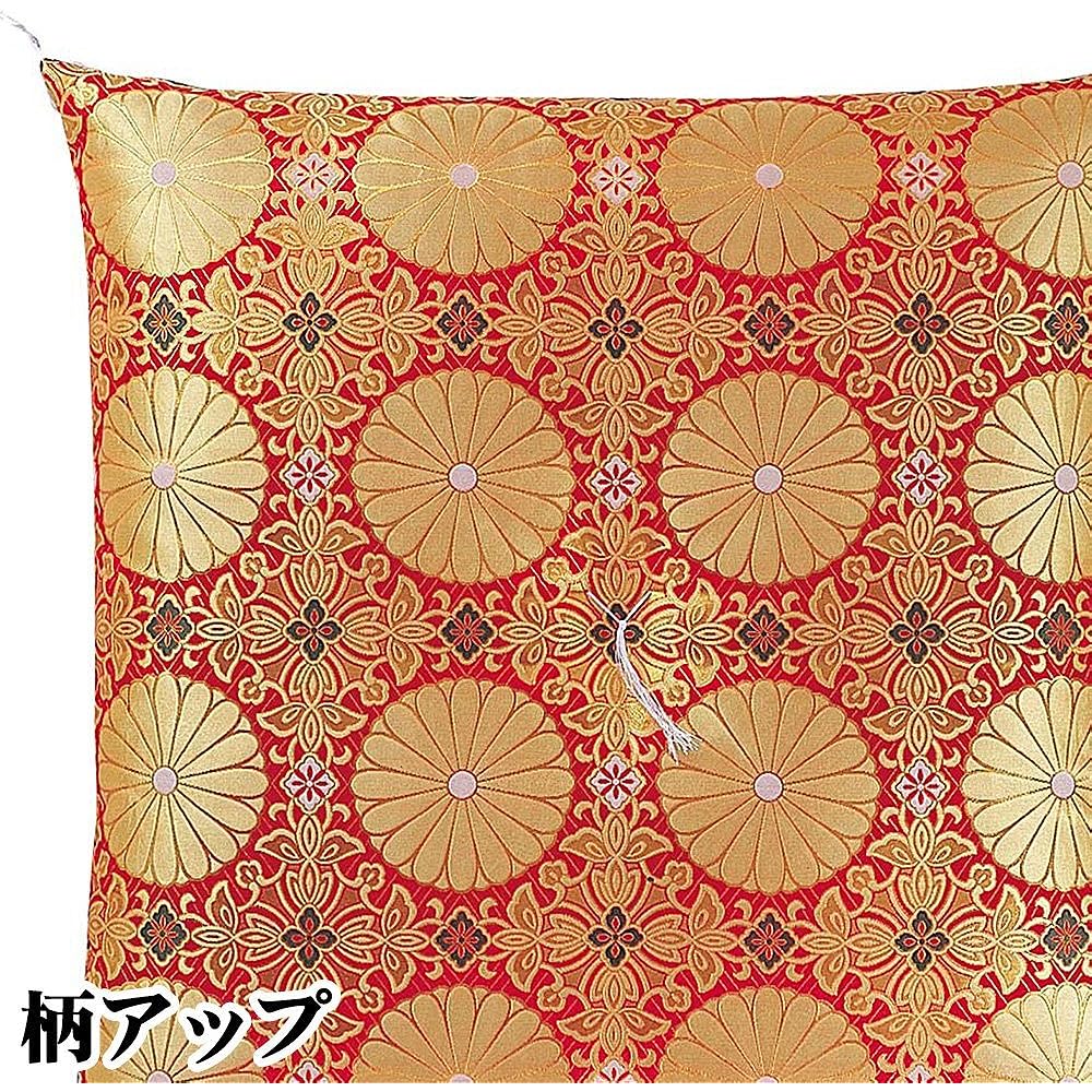 Buddhist Altar Shop Takita Shoten Gozen Zabuton (Buddha Front Zabuton), Tea-double Sancho and Four Pots, Red ◆ Memorial Service, Buddhist Altar, Buddhist Ceremony, Obon, Temple Use, Gold Brocade, Zabuton, Obon Supplies, Made in Japan