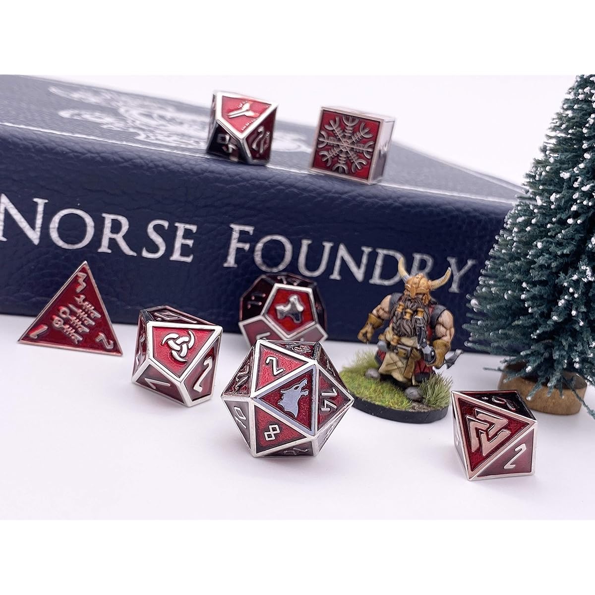 Norse Foundry Set of 7 Vampire Blood Norse Series Full Metal Polyhedral Dice RPG Math Game DND Pathfinder...