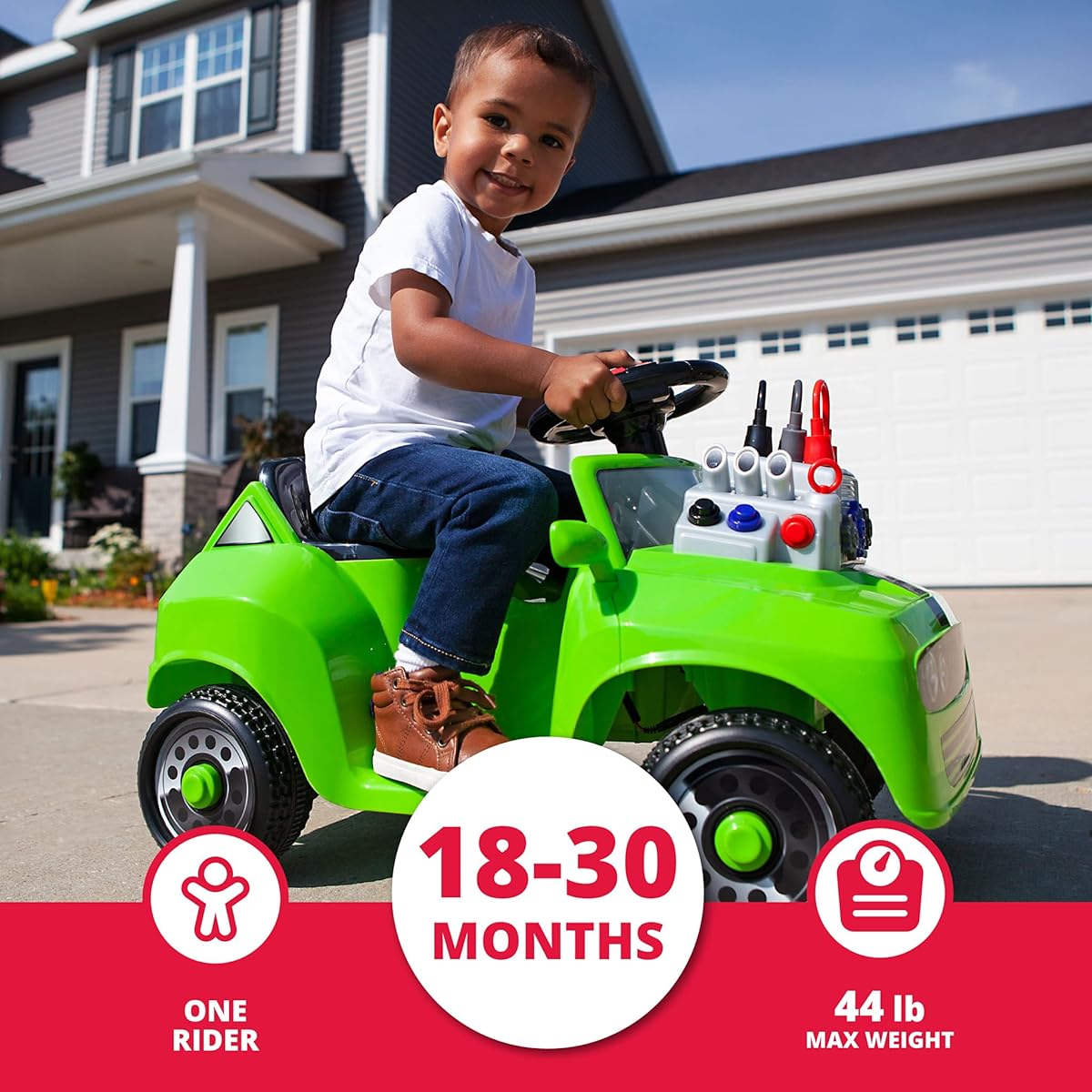 Kid Trax Fix & Ride Car, Electric Quad Ride-on Toy for Toddlers, 6 Volt Kids, Age 1.5-2.5, Max Rider Weight 44 lbs, Green