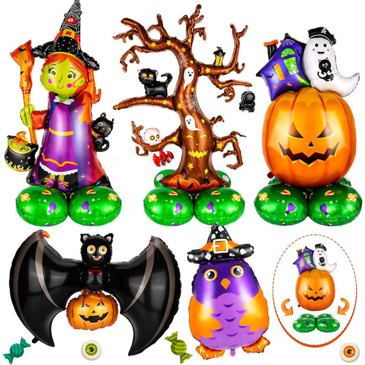 50inch 8pcs Halloween Balloons Large Giant Halloween Mylar Foil Pumpkin Witch Dead Tree Balloons for Halloween Party Decoration