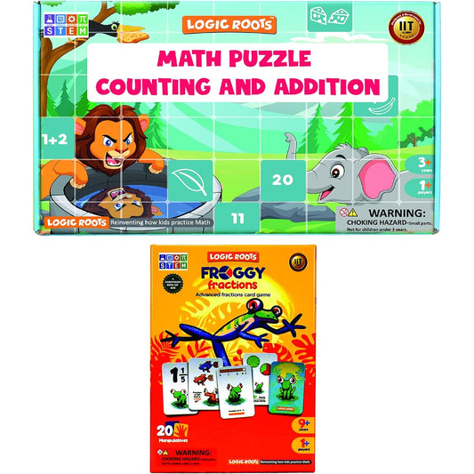2 Fraction Tiles and Manipulative Game (112 minute fraction card and 25 minute tile) (Perfect stocking stuffer gift for cat loving girls and boys, ages 6 and up).