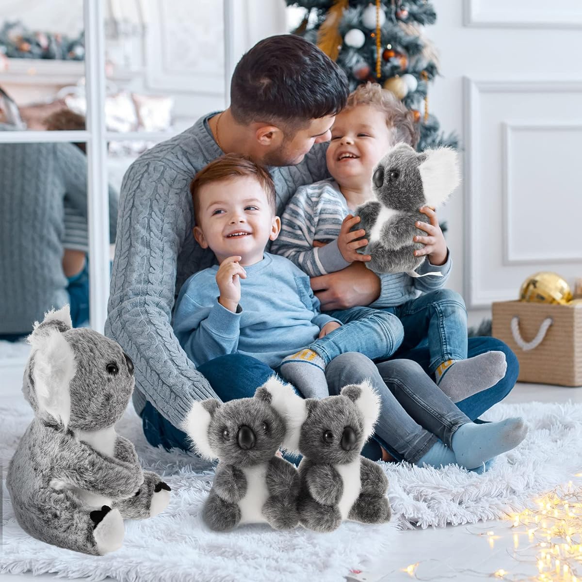 Meooeck 5pcs Koala Bear Stuffed Animals Plush Toys Mom and Baby Koala Stuffed Animals Koala Doll Toys for Birthday Baby Shower Valentine's Day Party Decorations 11.8" 5.5"