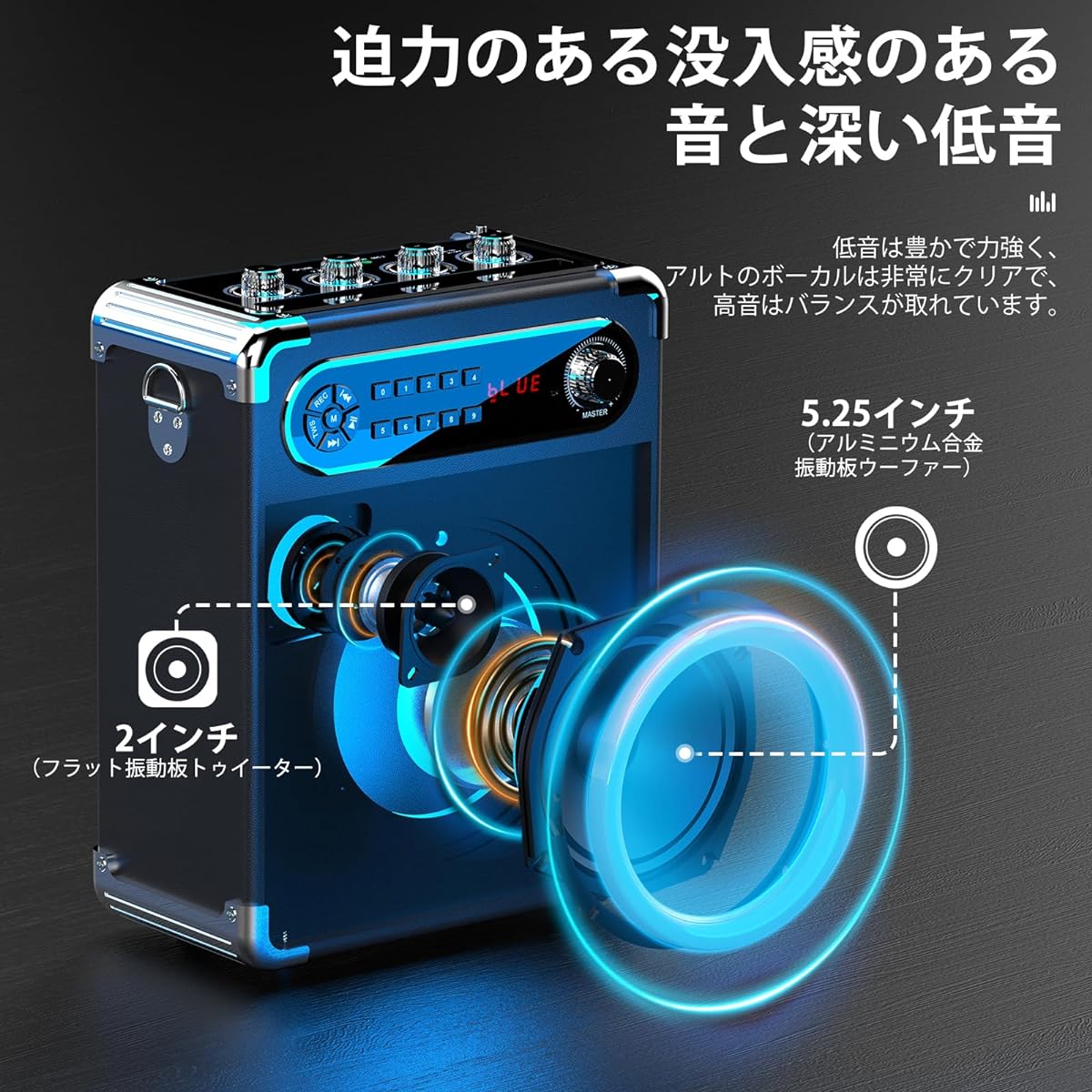 ble with Bluetooth 5.0, Equipped with high and bass enhancement function, Rechargeable, Portable, Suitable for home parties, karaoke, street speeches, meetings, school events, seminars, outdoor, disaster prevention, street live performances, events, etc.