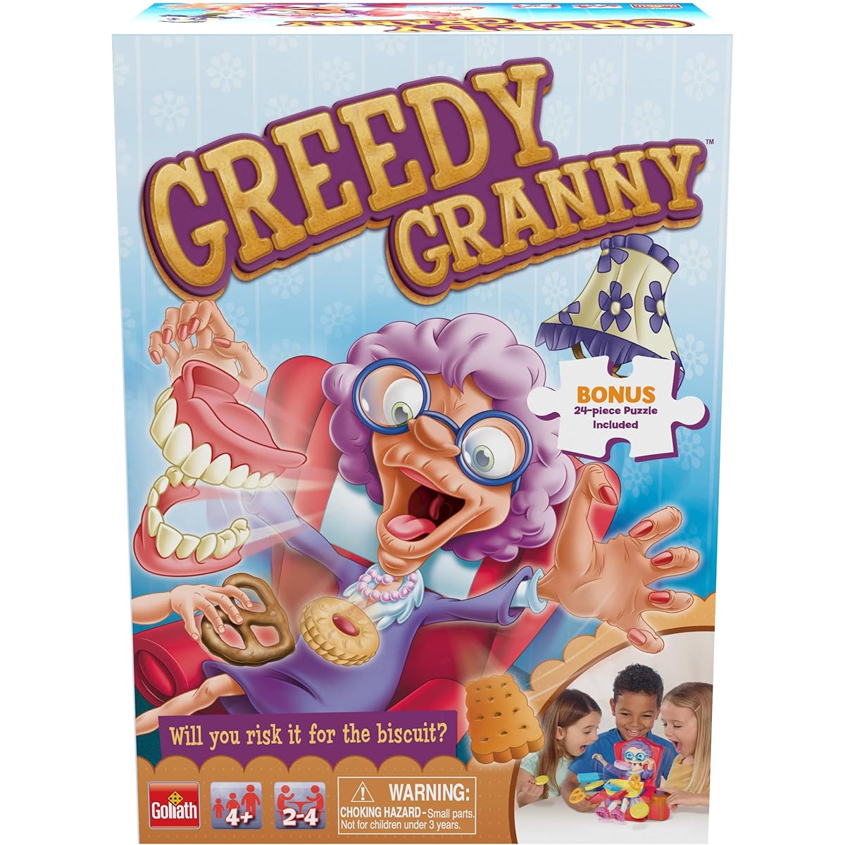 Greedy Granny - Take The Treats Don't Wake Granny Game - Includes Fun Colorful 24 Piece Puzzle by Goliath, Multicolor, 7.5 x 4.9 x 10.5 Inches