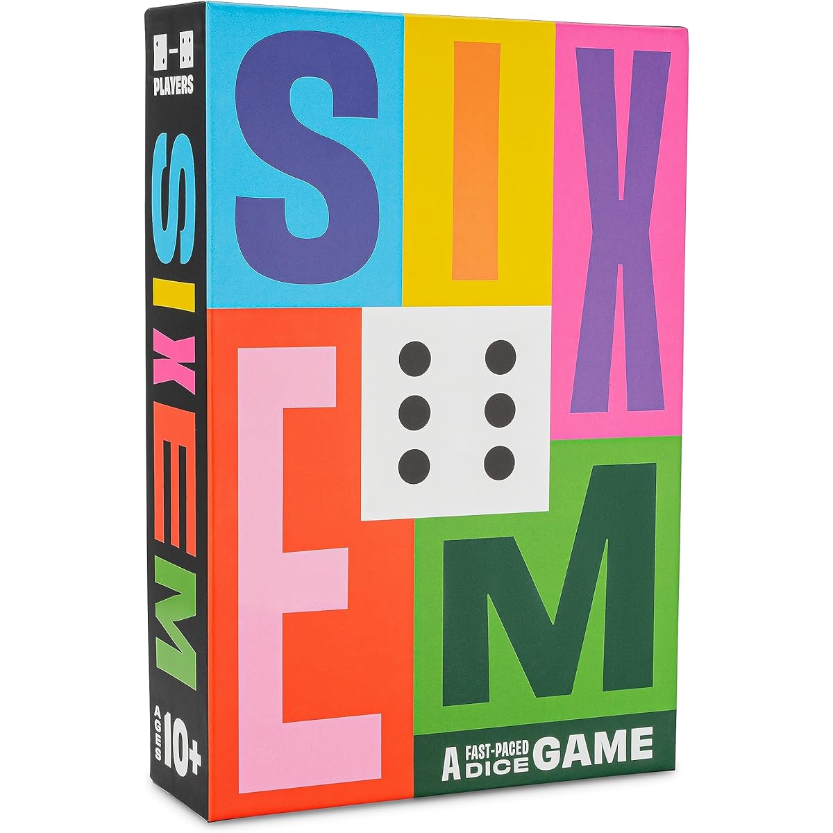 Hootenanny Games Sixem Dice Game - Be the first to get a winning pattern in this family game of speed, strategy, and sabotage. 2-4 people. Recommended for ages 10 and up.