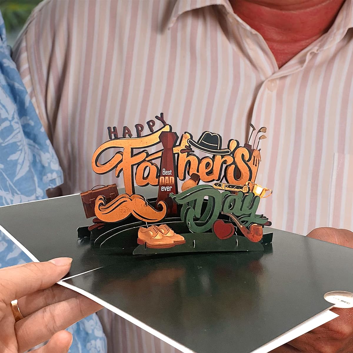 Happy Father's Day Pop Up Card - Best Dad Nutrition Facts 3D Pop Up Greeting Card - Father's Day Card - Best Dad Ever Celebration Card Birthday Card with Envelope and Note Tag with 6" x 8" Cover