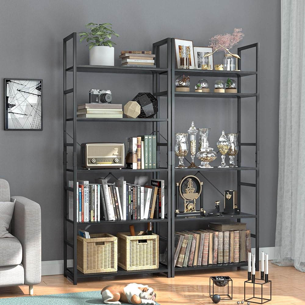 kukeimaru Shelf Rack Open Shelf Stylish Bookshelf Open Rack Living Room Display Width 58.6 x Depth 23.5 x Height 144cm Black