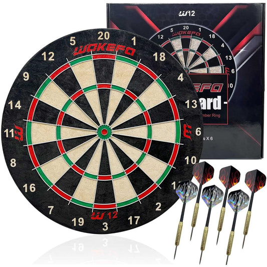 Bristle Dartboards Dartboard Set - 18" Premium Sisal Round Spider Wire Dartboard with 6 Steel Tip Darts - Staple Free Bullseye Ultra Thin Wire Spider Dartboard