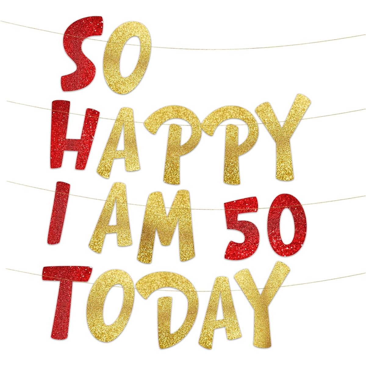 Funny 50th Birthday Gold Glitter Banner - Happy 50th Birthday Party Decorations