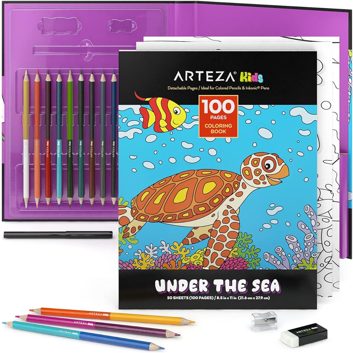 Arteza Kids Water Animals Coloring Kit