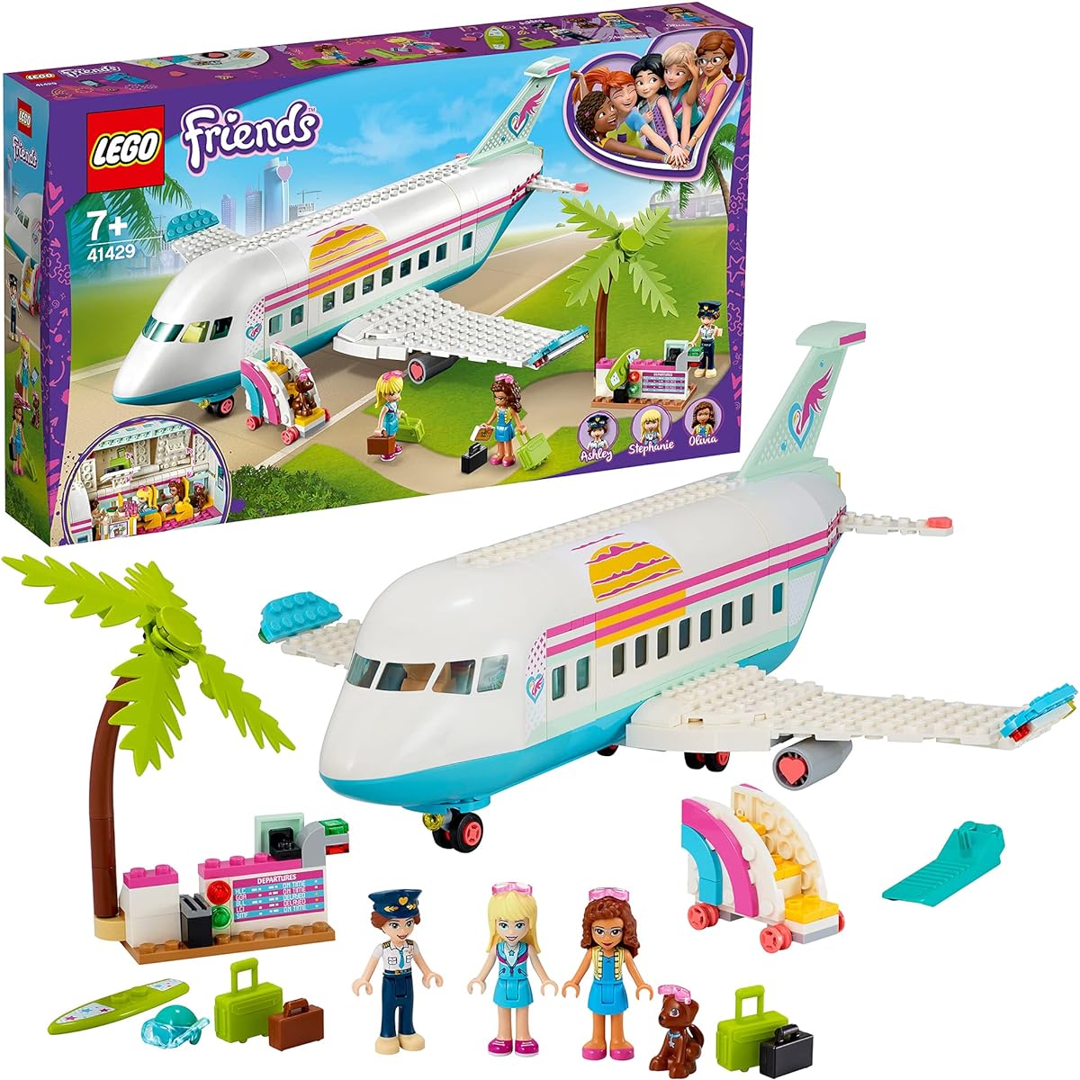 LEGO Friends Happy Plane Playset Summer Vacation Toys for ages 7 and up 41429