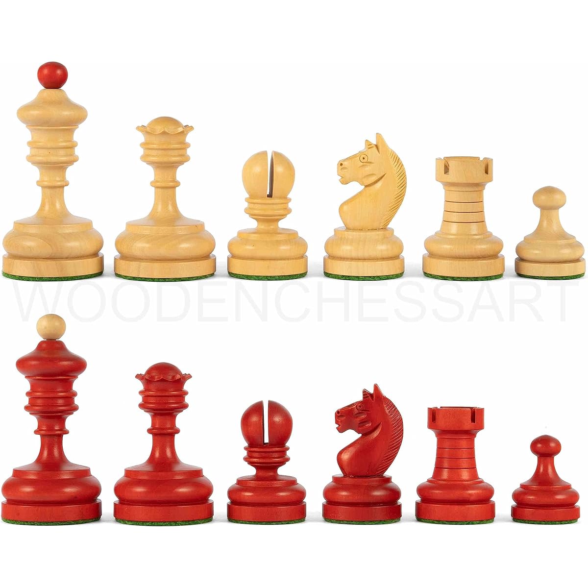 3.5" Vintage 1930 German Knubell Reproduction Chess Piece Only - Weighted (Stained Crimson & Boxwood)