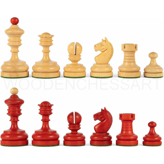 3.5" Vintage 1930 German Knubell Reproduction Chess Piece Only - Weighted (Stained Crimson & Boxwood)