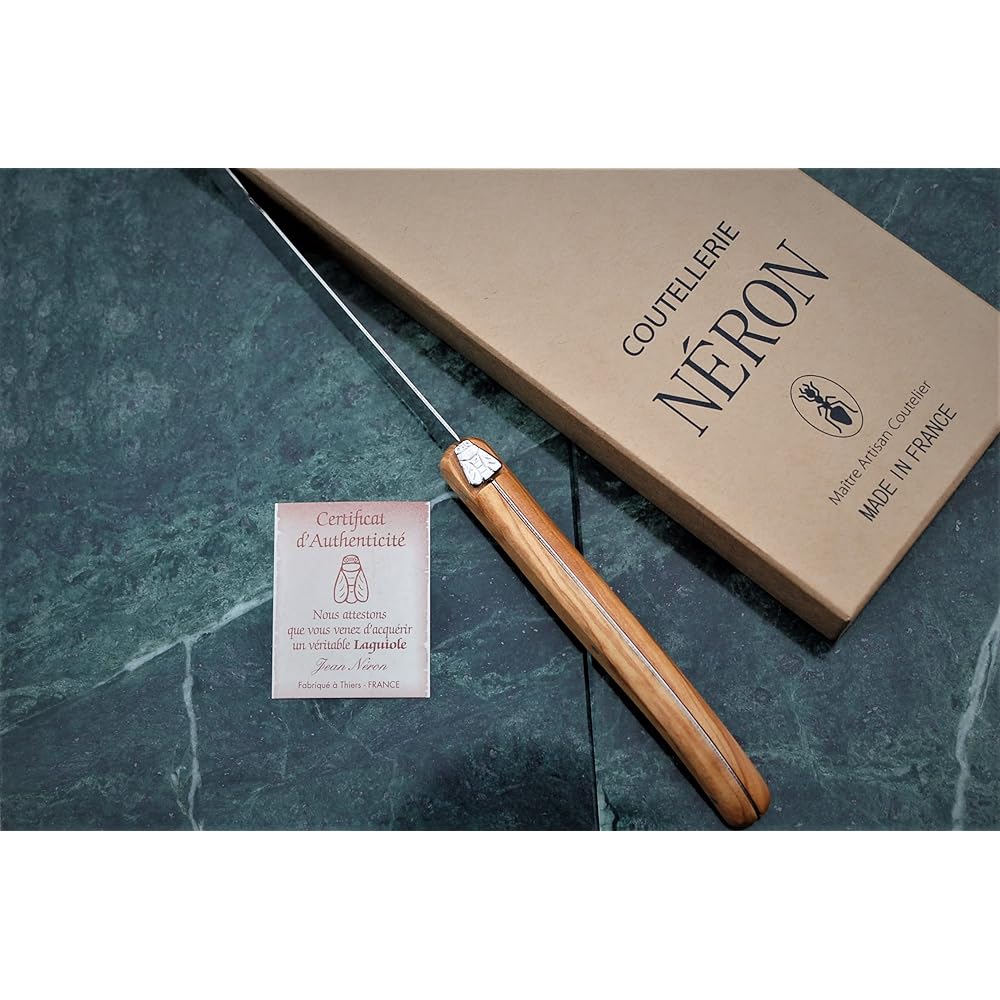 Raieur Long Jam/Butter Knife Natural Olive Pattern Spreader Gift Box Made in France NERON