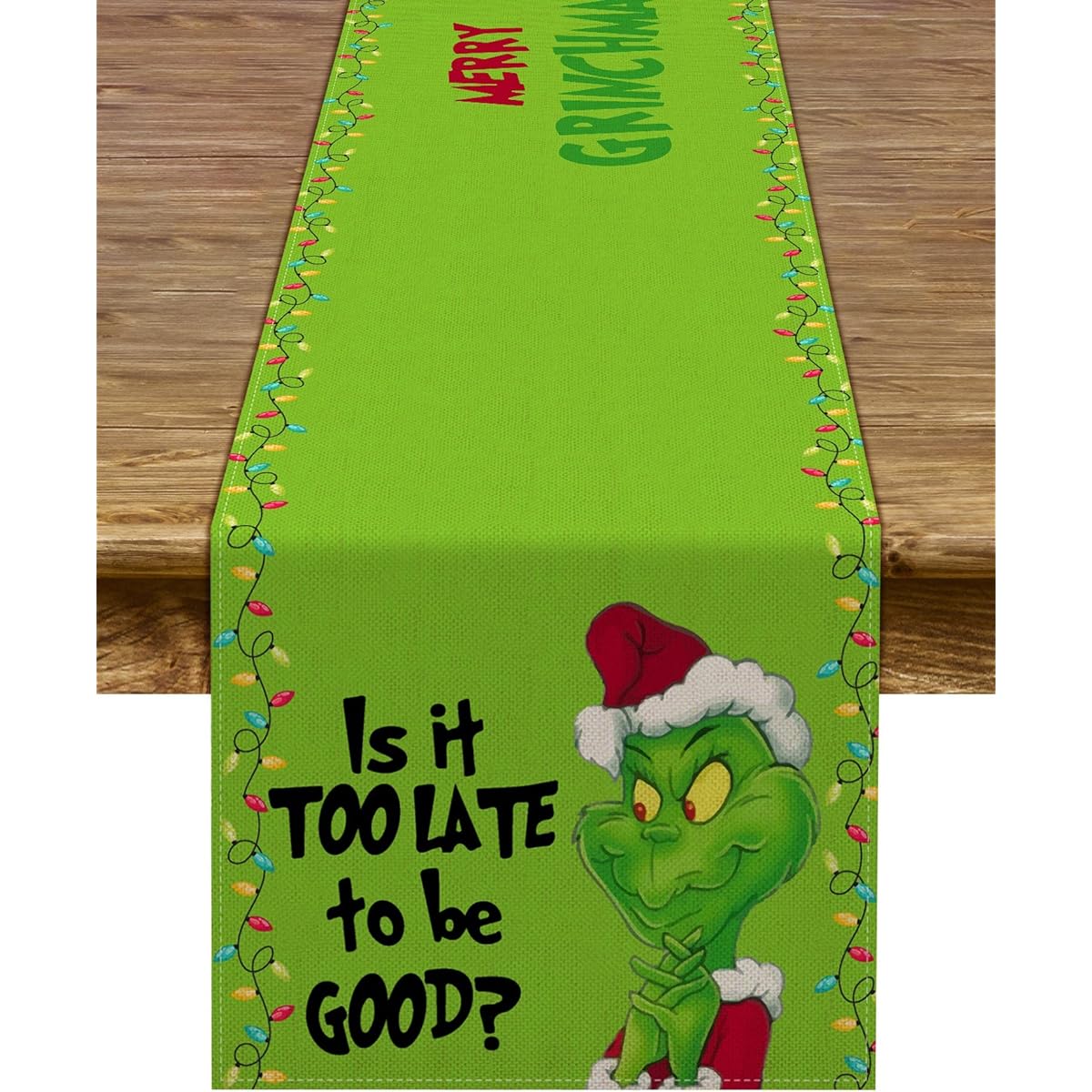 Merry Grinchmas Table Runner Christmas Xmas Buffalo Check Check Winter Holiday Party Fireplace Kitchen Dining Home Decoration
