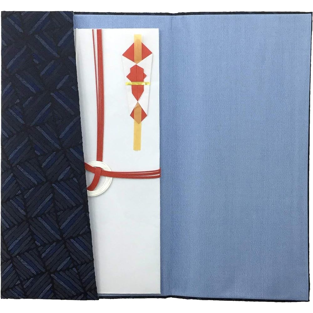 Taiko Sangyo Fukusa for Congratulations and Condolences, Navy Blue, 12 x 20 cm, Pure Silk Nishijin Ori, Wobbly Lattice, Made in Japan 149-10