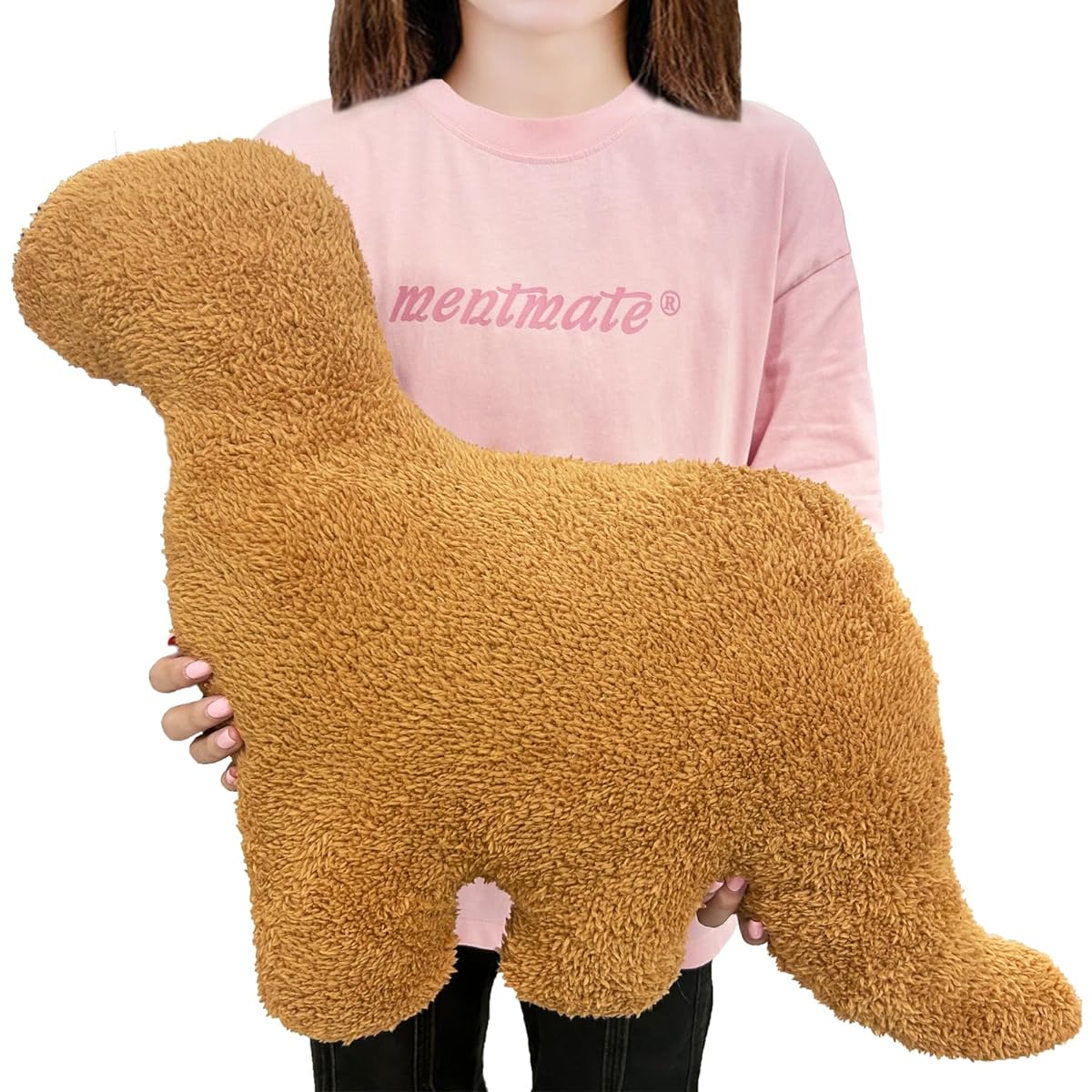 NXCHIZS Dinosaur Nugget Pillow 23.8 Inch Chicken Nugget Pillow for Easter Decorations and Birthday Decorations (Can't Stand Quiet) Creative Gift Idea for Boys and Girls Brontosaurus Large Size