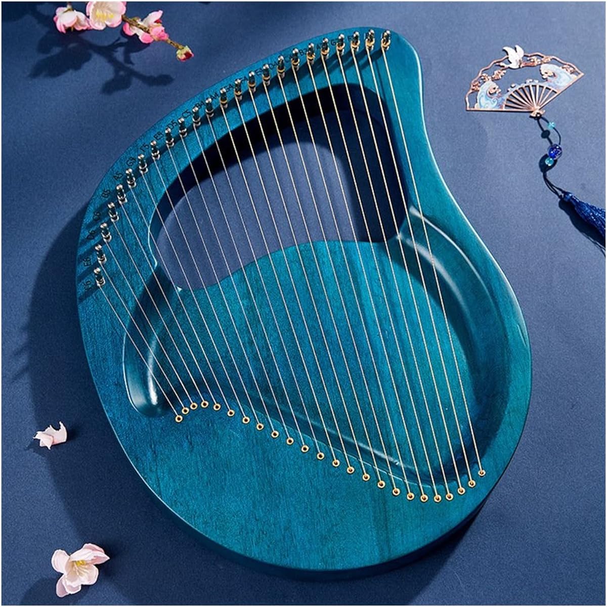 WowZza Lyra Harp 24 String Small Harp 21 String Lyra Portable Instrument Lyra for Beginners Lyra for Beginners Harp/24 Strings 4
