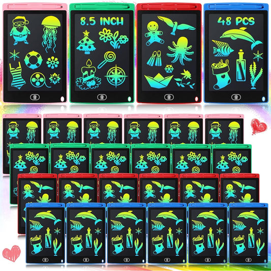 48 Pieces LCD Writing Tablet 8.5 Inch Colorful Doodle Board Reusable Writing Tablet Erasable Paint Pad Learning Toys for Girls Boys 8-10 3-10 Years Old