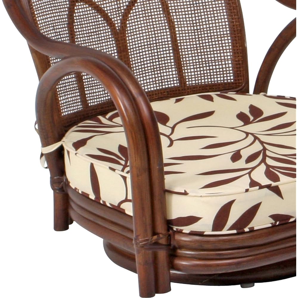 Fuji Boeki Rattan Rotating Chair Low Brown 99207