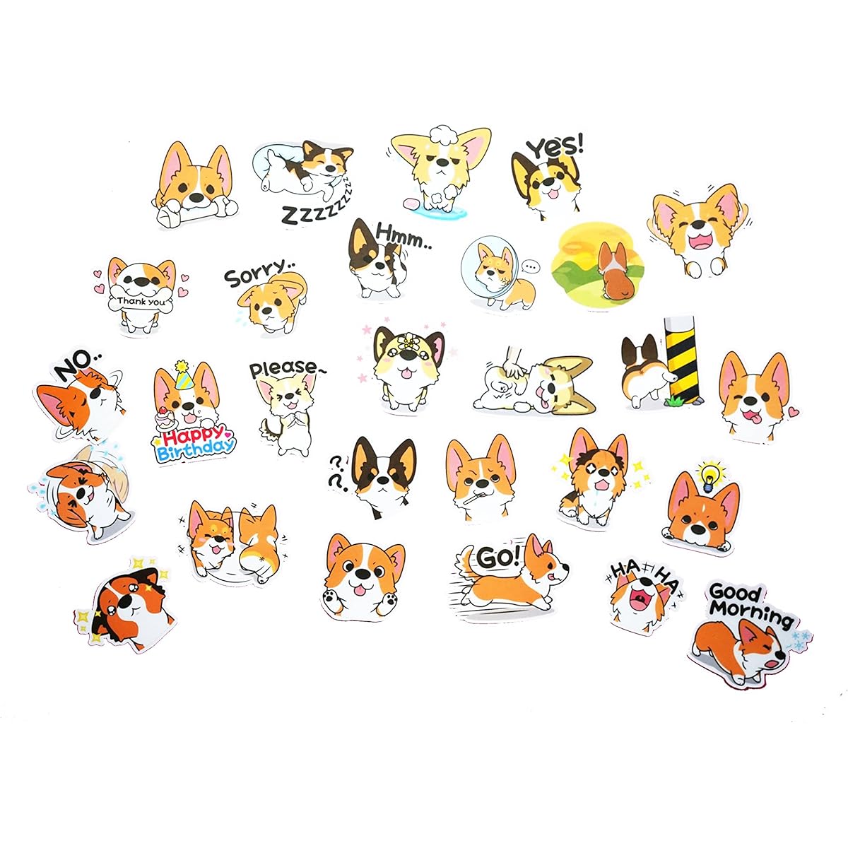 Corgi Themed Plastic Line Stickers (1 set)