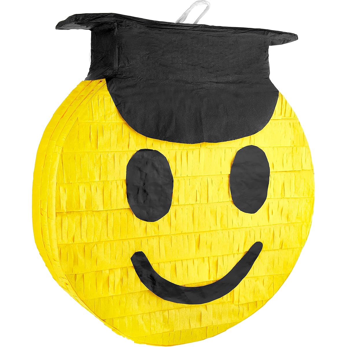Congrats Grad Smiley Face Emoji Pinata - Graduation Piñata for Cinco de Mayo Coco Themed Kids Party - High Quality Paper - Easy to Fill with Candy and Favors - Mexican Party Decorations