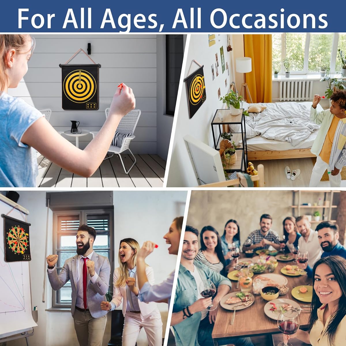 Magnetic Dart Board for Kids Indoor Outdoor Dart Game with 12 Magnetic Darts Roll-up Double-Sided Board Game Set Gift
